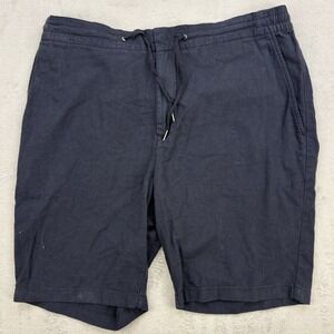 Barbour Shorts Mens 38 Navy Blue Linen Blend Drawstring Lightweight NEW NWT